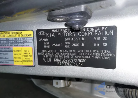 2009 Kia Rondo Lx from USA, damaged, VIN KNAFG529097276310